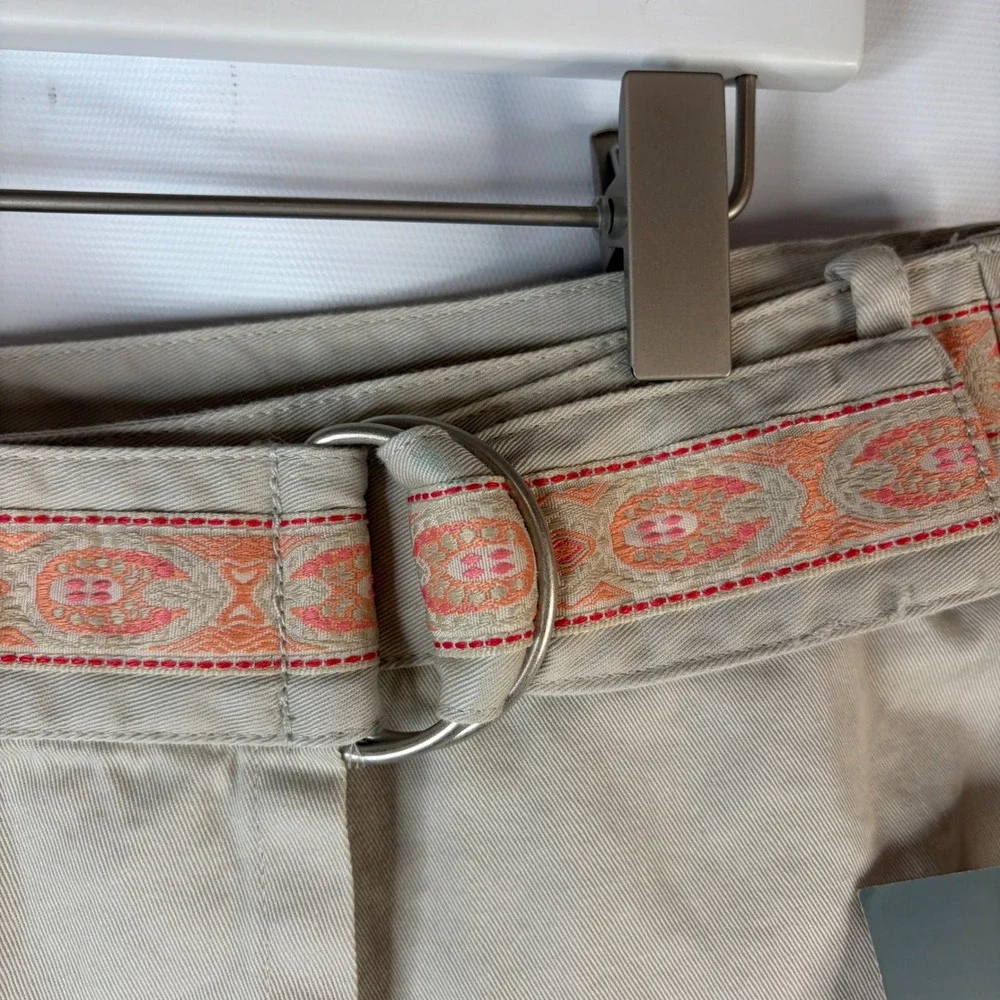 Sonoma Skort Women 16 Stone Beige Embroidered Trim Wrap Front Cotton